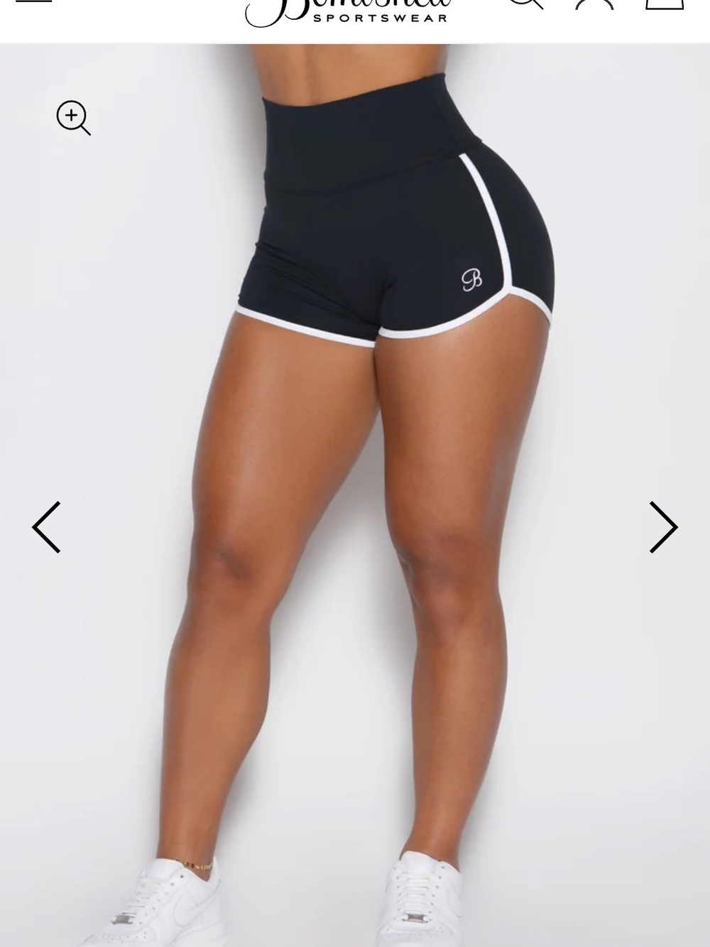 Bombshell Sportswear Black Bike Shorts with White Trim